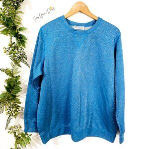 Vintage Venezia Vitale Blue Metallic Sparkle Crewneck‎ Sweatshirt Retro 90s Glam